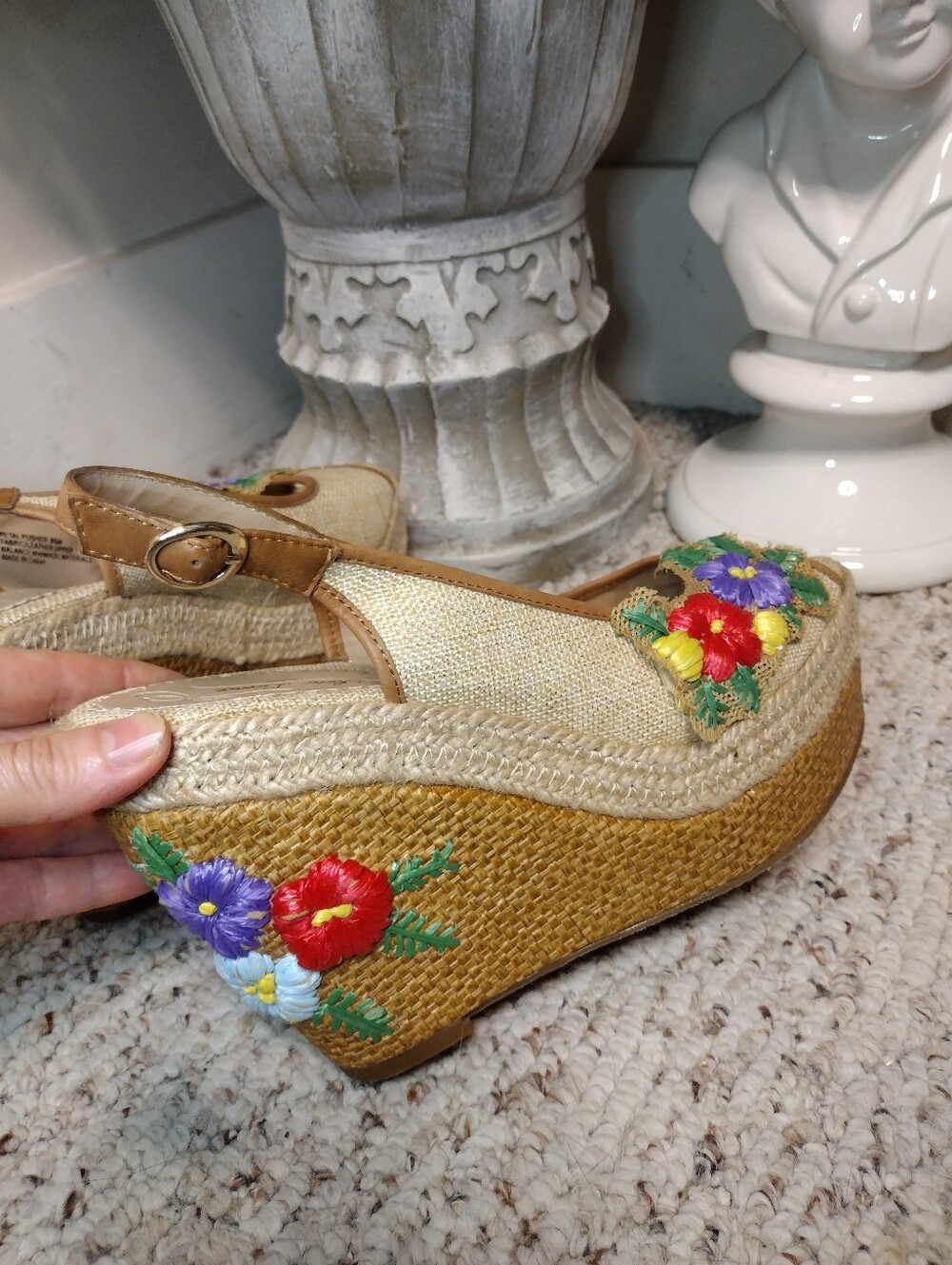 Poetic License Petal Pusher Floral Decorated Espadrille Platform Wedge Sandals - Picture 2 of 11